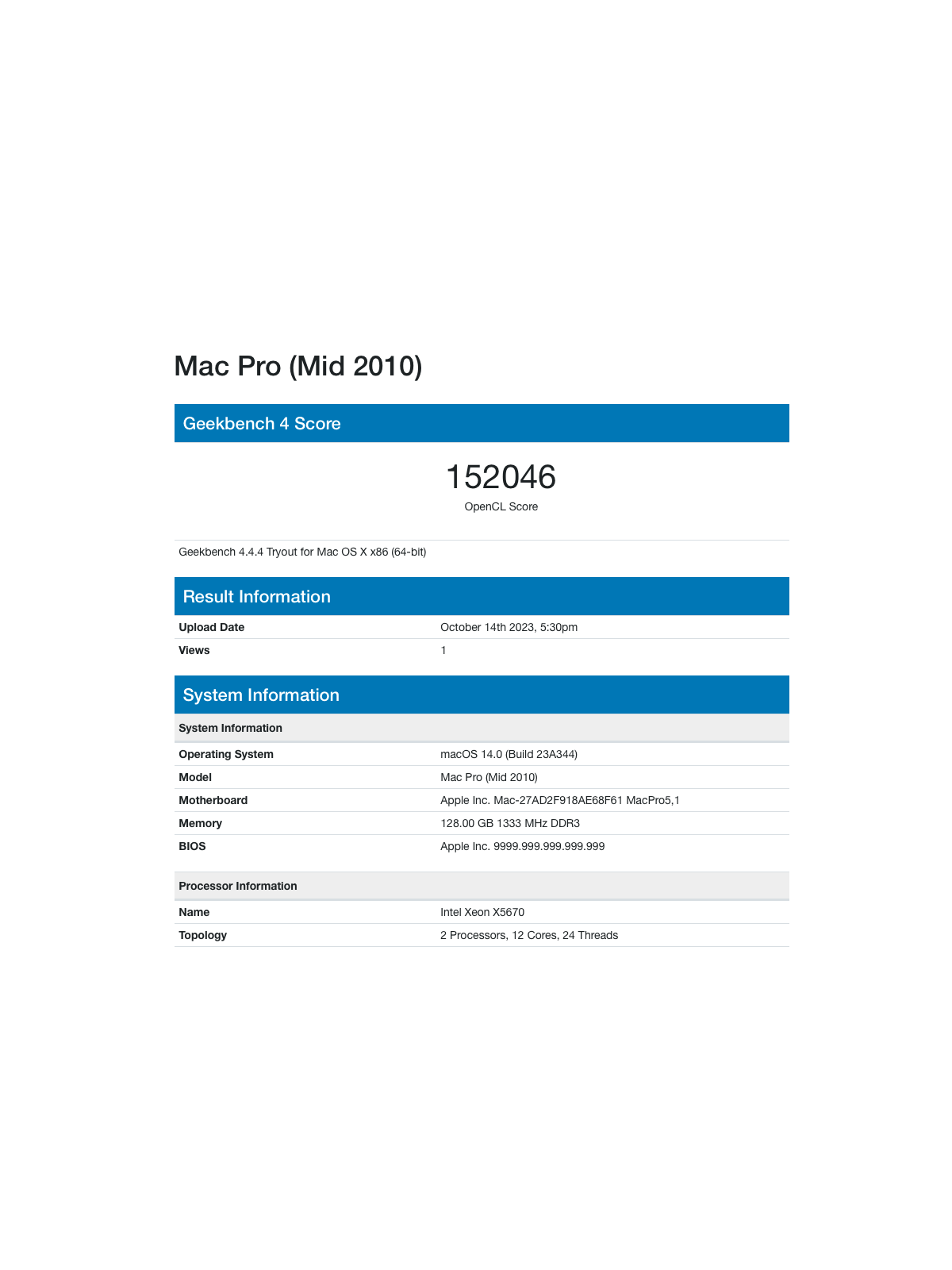 Mac Pro 5.1 - Double Xeon puissant, 128Go RAM, 4To SSD