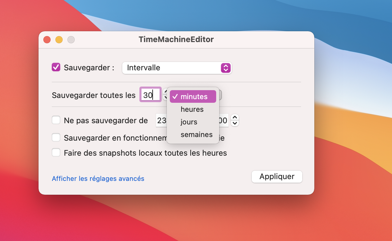 Automatisation Time Machine