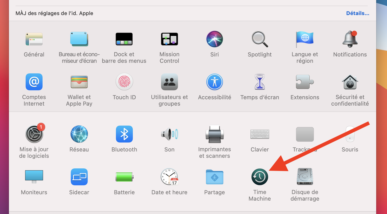 Étape : Accéder à Time Machine